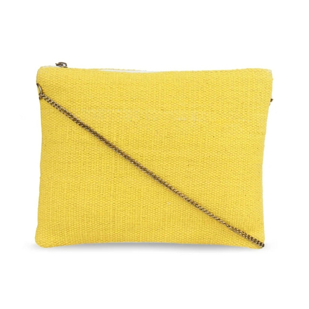 Yellow Self Design Sling Bag